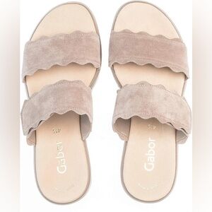 Gabor Women's Gray Scalloped Block Heel Sandals